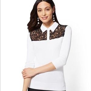 NY&CO Lace-Accent Twofer Sweater - 7th Avenue